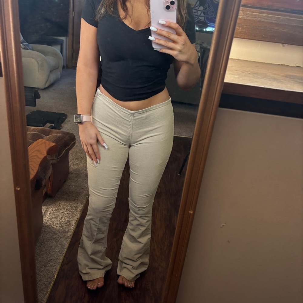 tan pacsun low rise flare pants